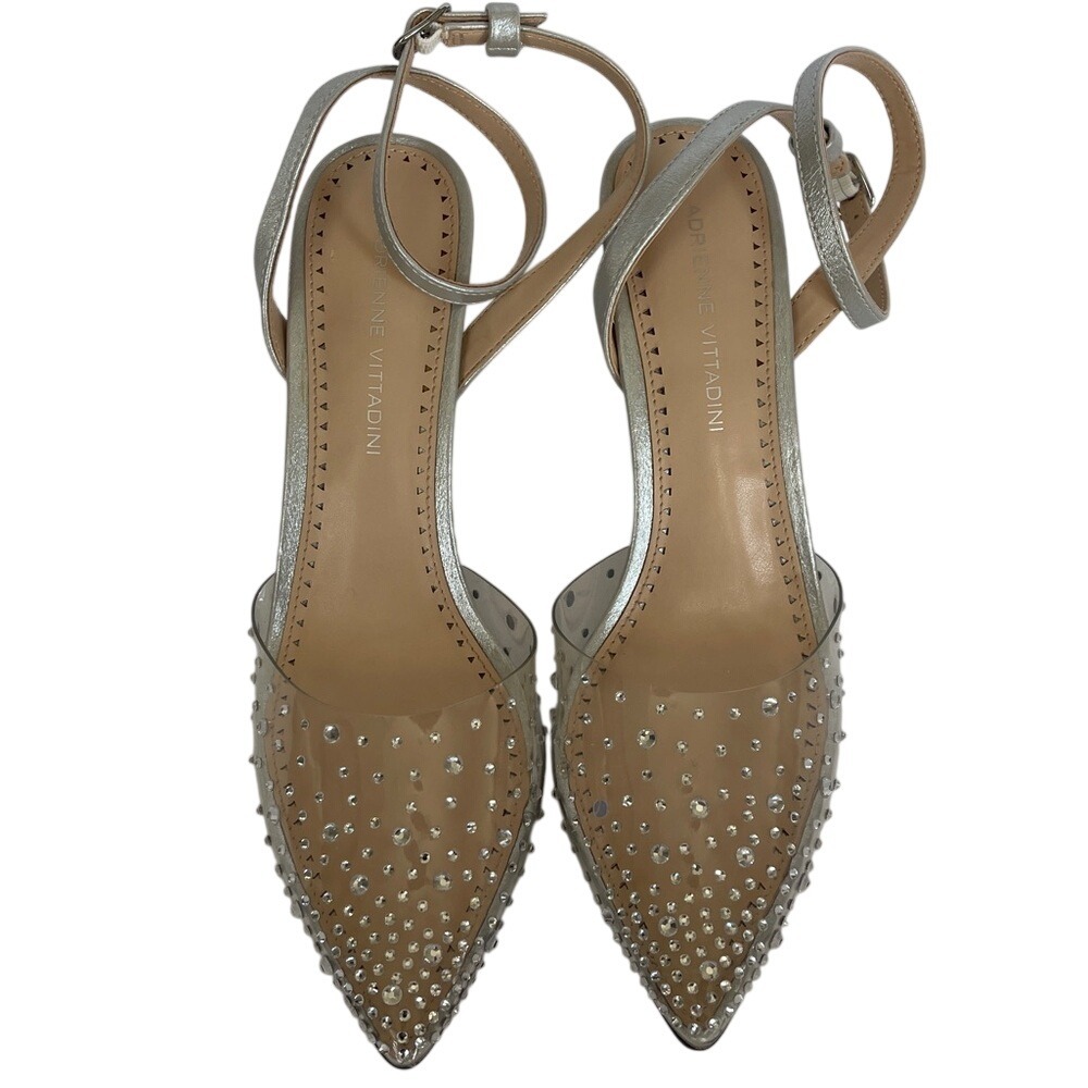 Adrienne Vittadini PVC Clear Ankle Wrap Heels Pumps 8